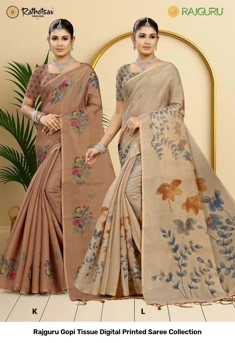 Rajguru Gopi Tissue Digital Printed Saree Collection - Image 14