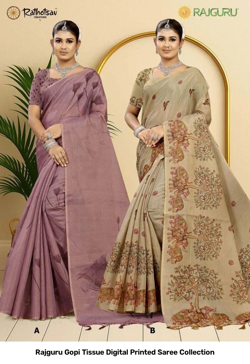 Rajguru Gopi Tissue Digital Printed Saree Collection - Image 2
