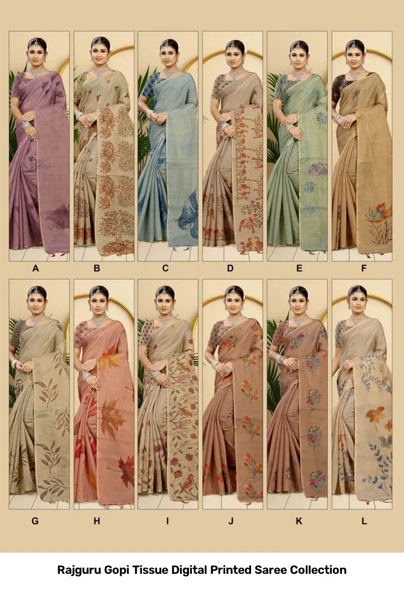 Rajguru Gopi Tissue Digital Printed Saree Collection - Image 3