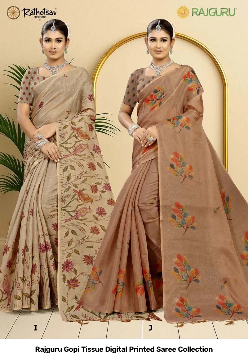 Rajguru Gopi Tissue Digital Printed Saree Collection - Image 4