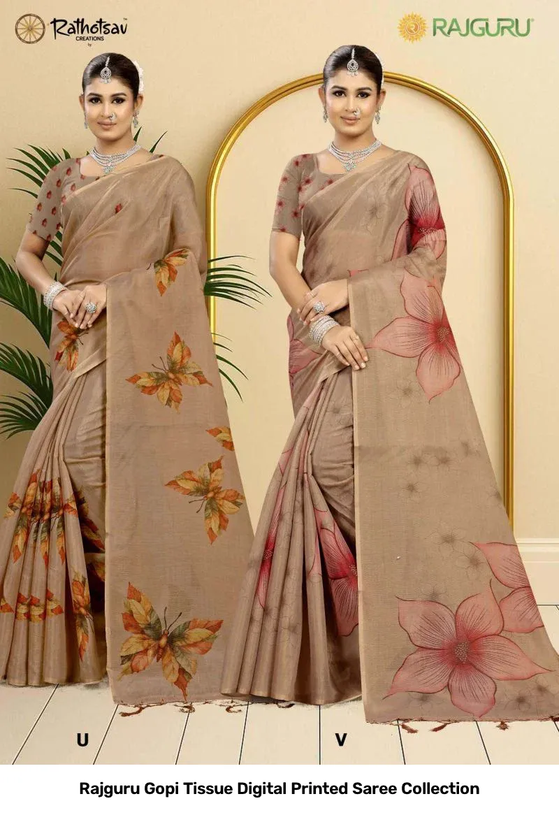 Rajguru Gopi Tissue Digital Printed Saree Collection - Image 5
