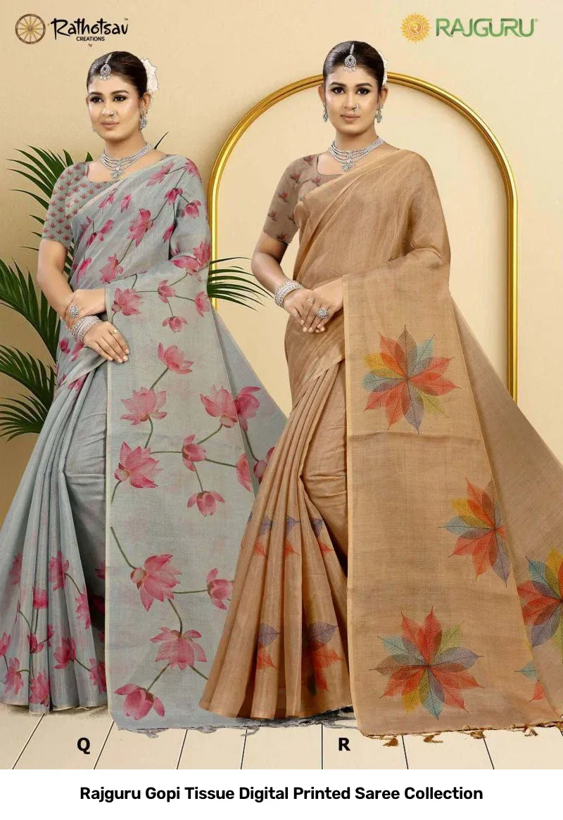 Rajguru Gopi Tissue Digital Printed Saree Collection - Image 7