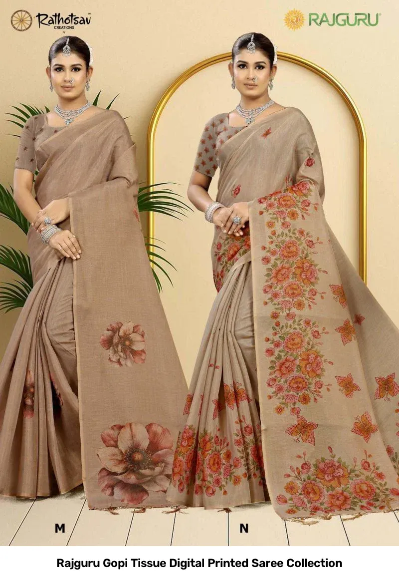 Rajguru Gopi Tissue Digital Printed Saree Collection - Image 8