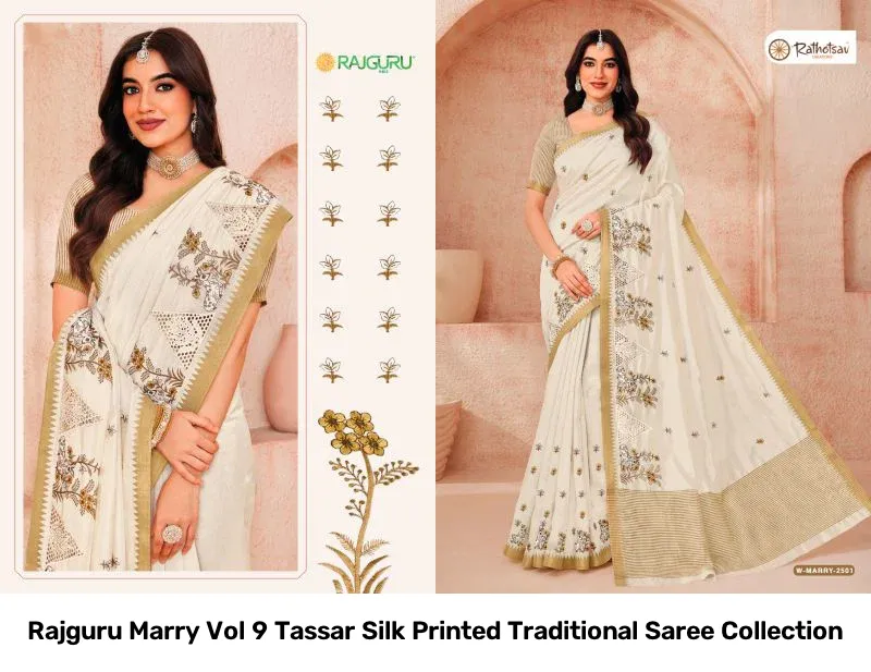 Rajguru Marry Vol 9 Tassar Silk Printed Traditional Saree Collection - Image 2