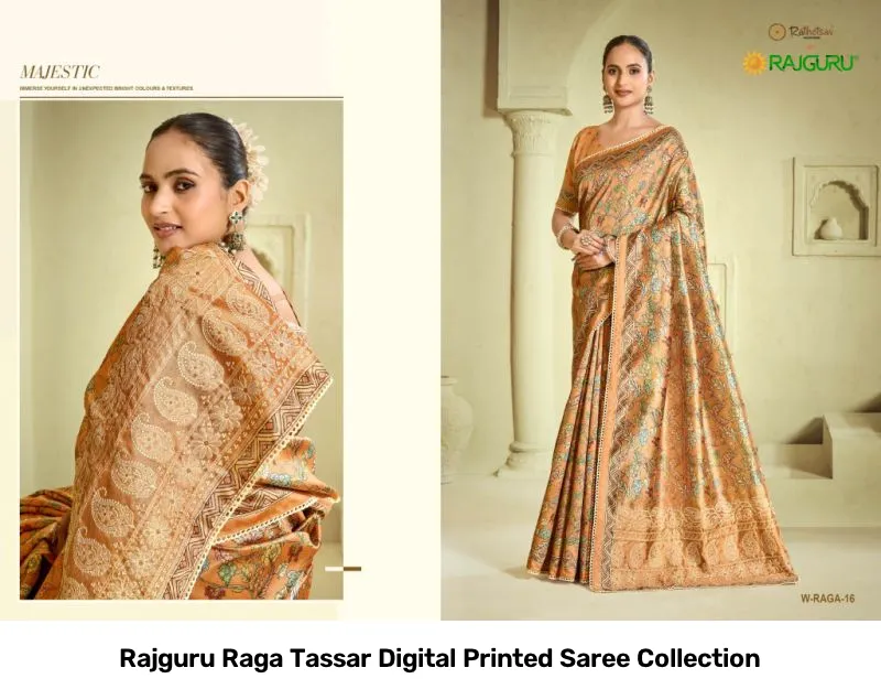 Rajguru Raga Tassar Digital Printed Saree Collection - Image 3