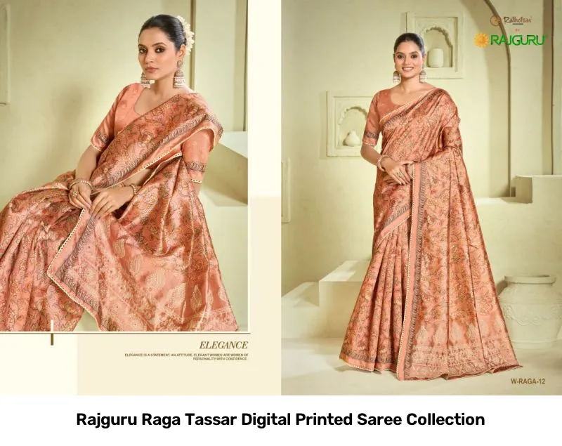 Rajguru Raga Tassar Digital Printed Saree Collection - Image 5