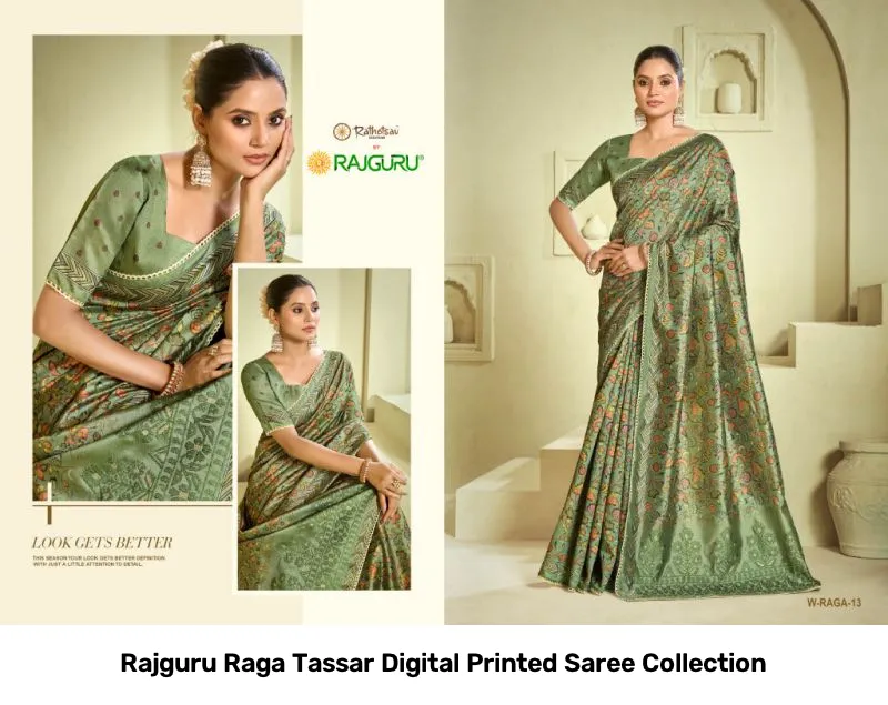 Rajguru Raga Tassar Digital Printed Saree Collection - Image 6