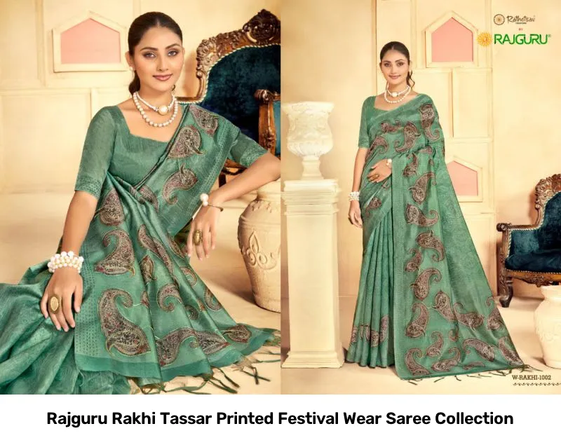 Rajguru Rakhi Tassar Printed Festival Wear Saree Collection - Image 2