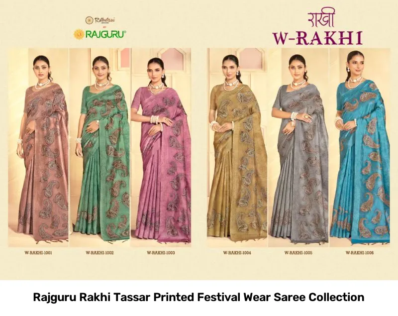 Rajguru Rakhi Tassar Printed Festival Wear Saree Collection - Image 4