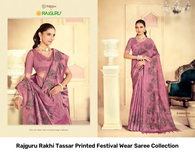 Rajguru Rakhi Tassar Printed Festival Wear Saree Collection - Image 5