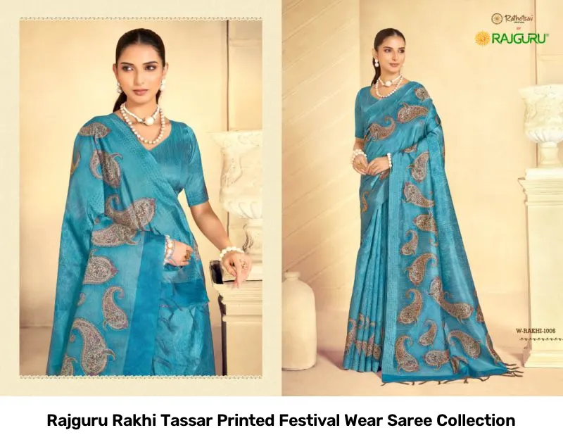 Rajguru Rakhi Tassar Printed Festival Wear Saree Collection - Image 7