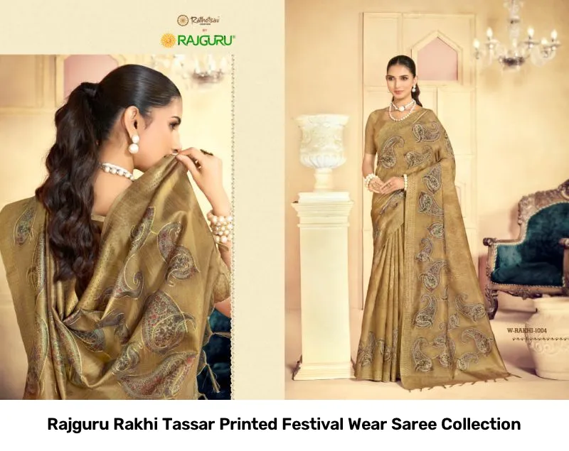 Rajguru Rakhi Tassar Printed Festival Wear Saree Collection - Image 8