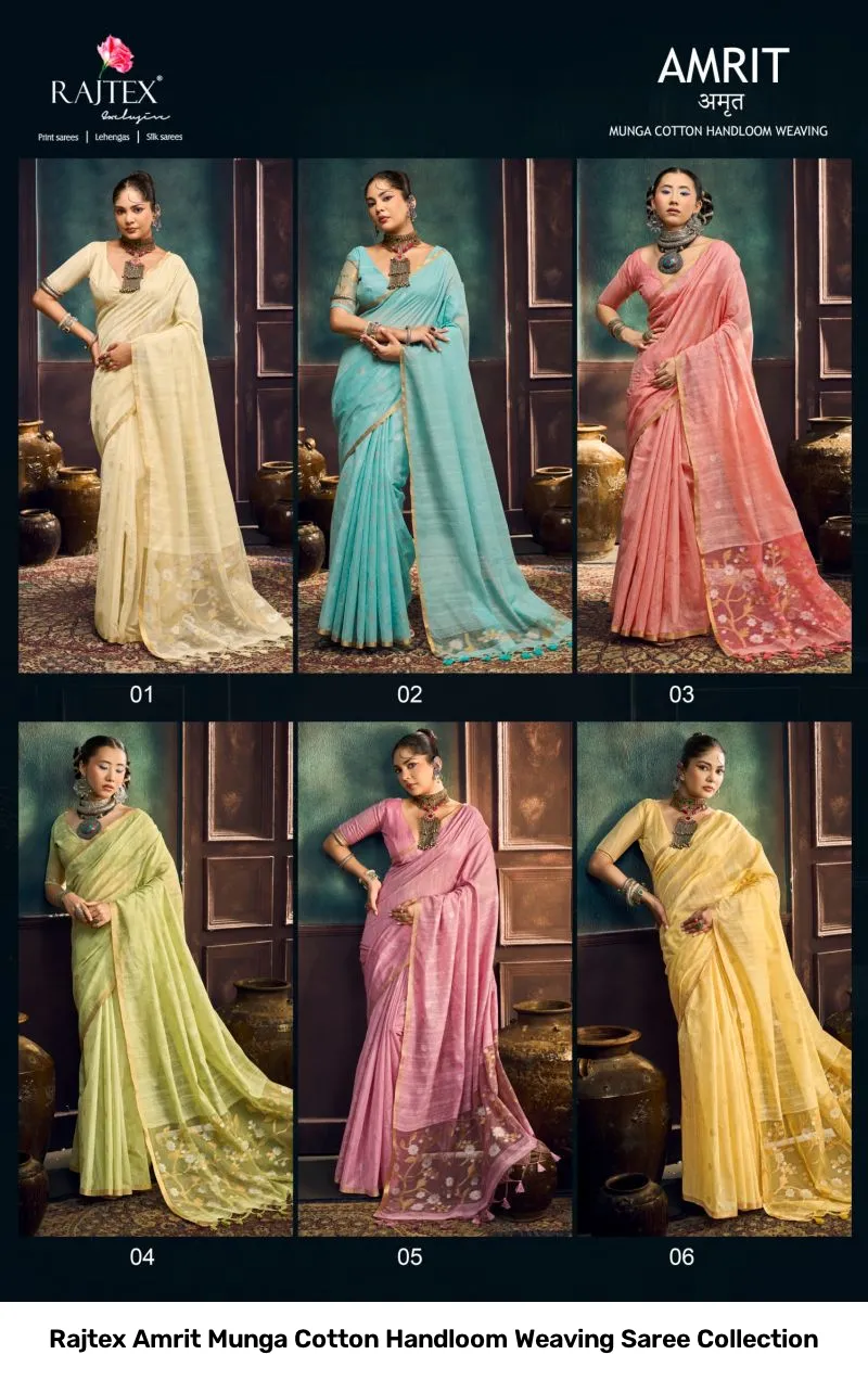 Rajtex Amrit Munga Cotton Handloom Weaving Saree Collection - Image 2