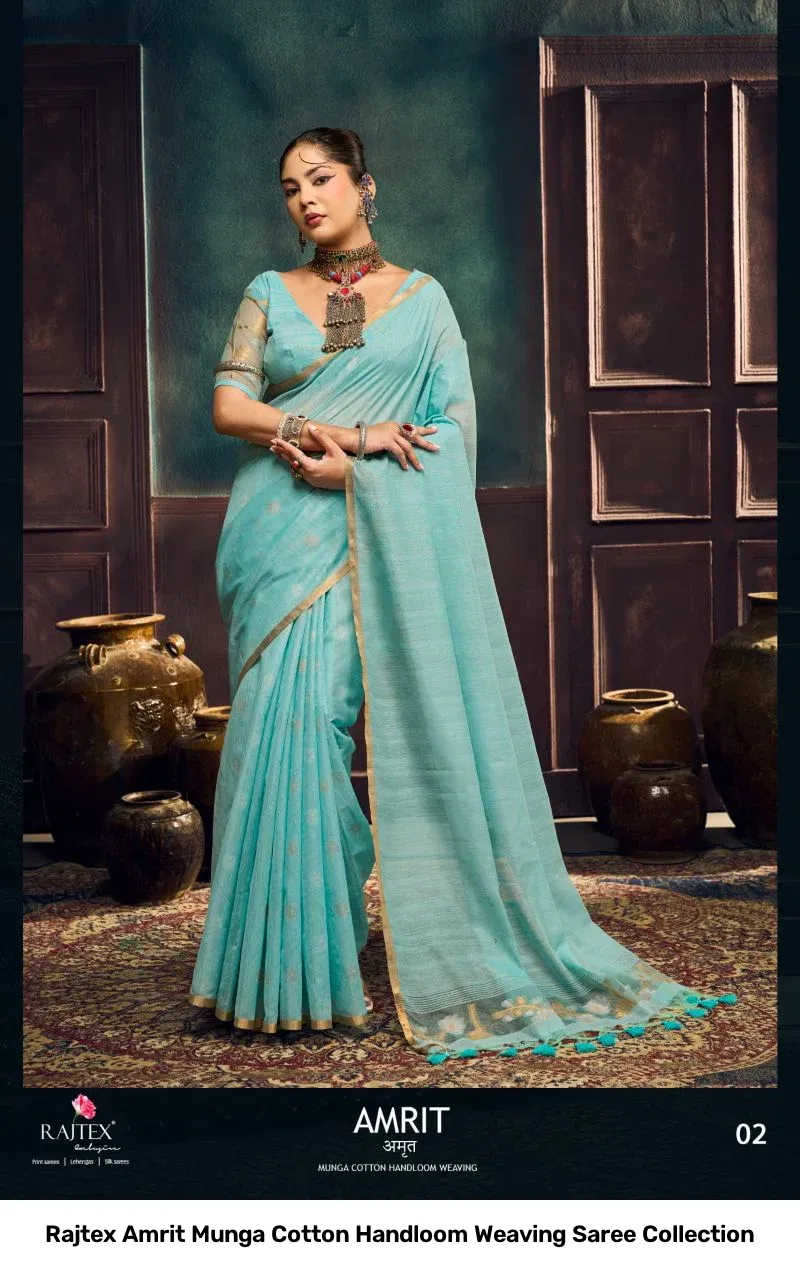 Rajtex Amrit Munga Cotton Handloom Weaving Saree Collection - Image 4