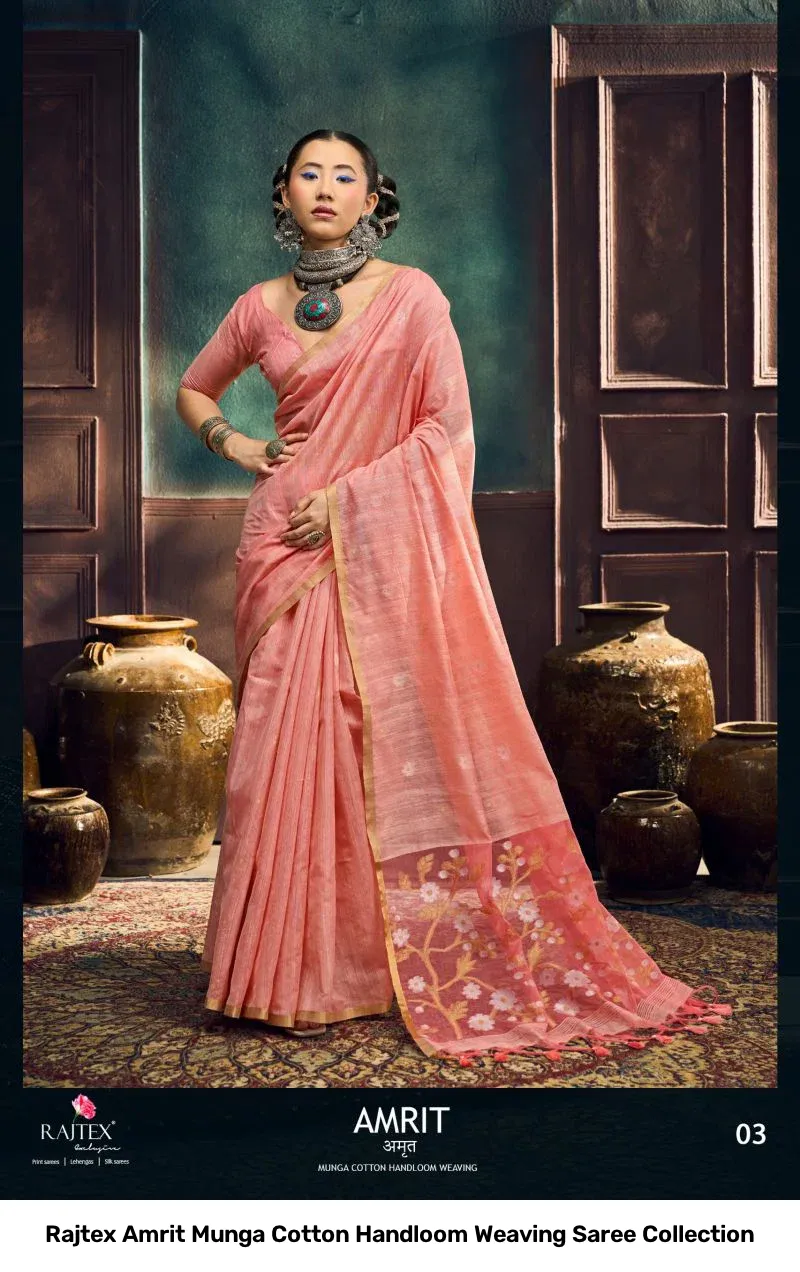 Rajtex Amrit Munga Cotton Handloom Weaving Saree Collection - Image 6