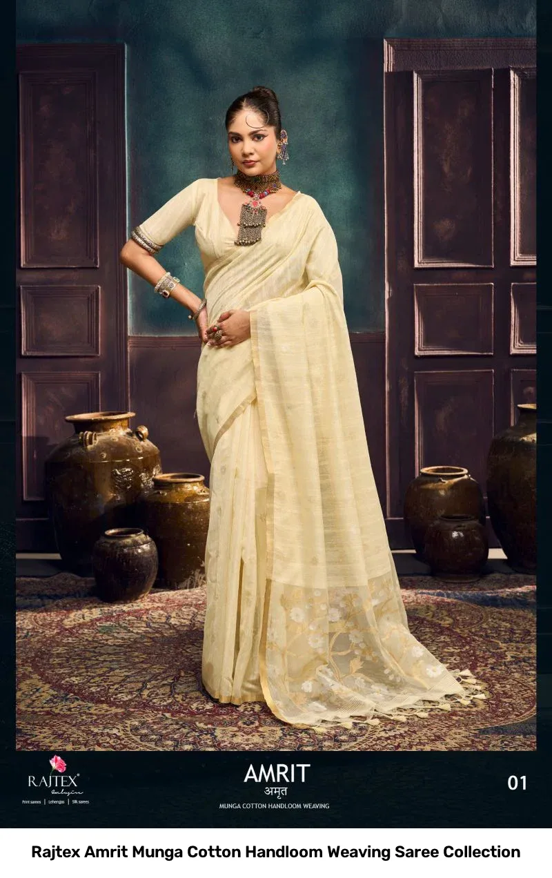 Rajtex Amrit Munga Cotton Handloom Weaving Saree Collection - Image 7