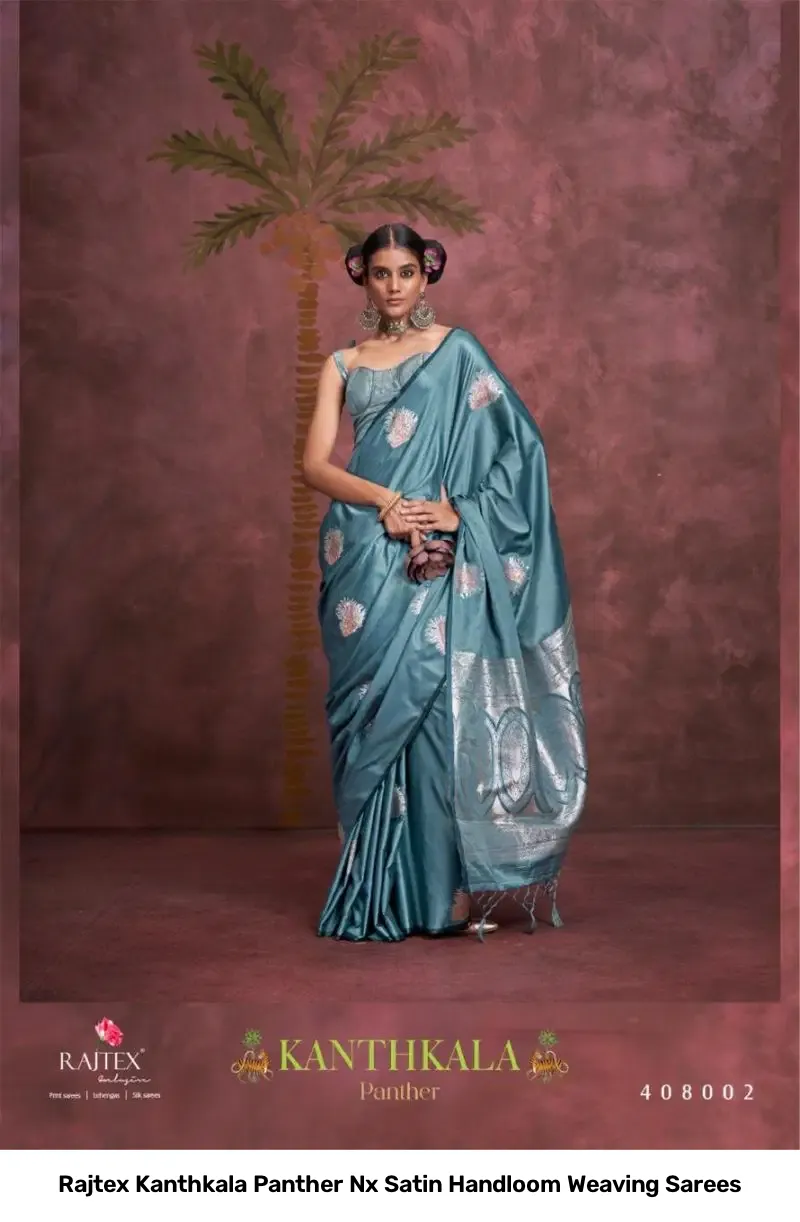 Rajtex Kanthkala Panther Nx Satin Handloom Weaving Sarees