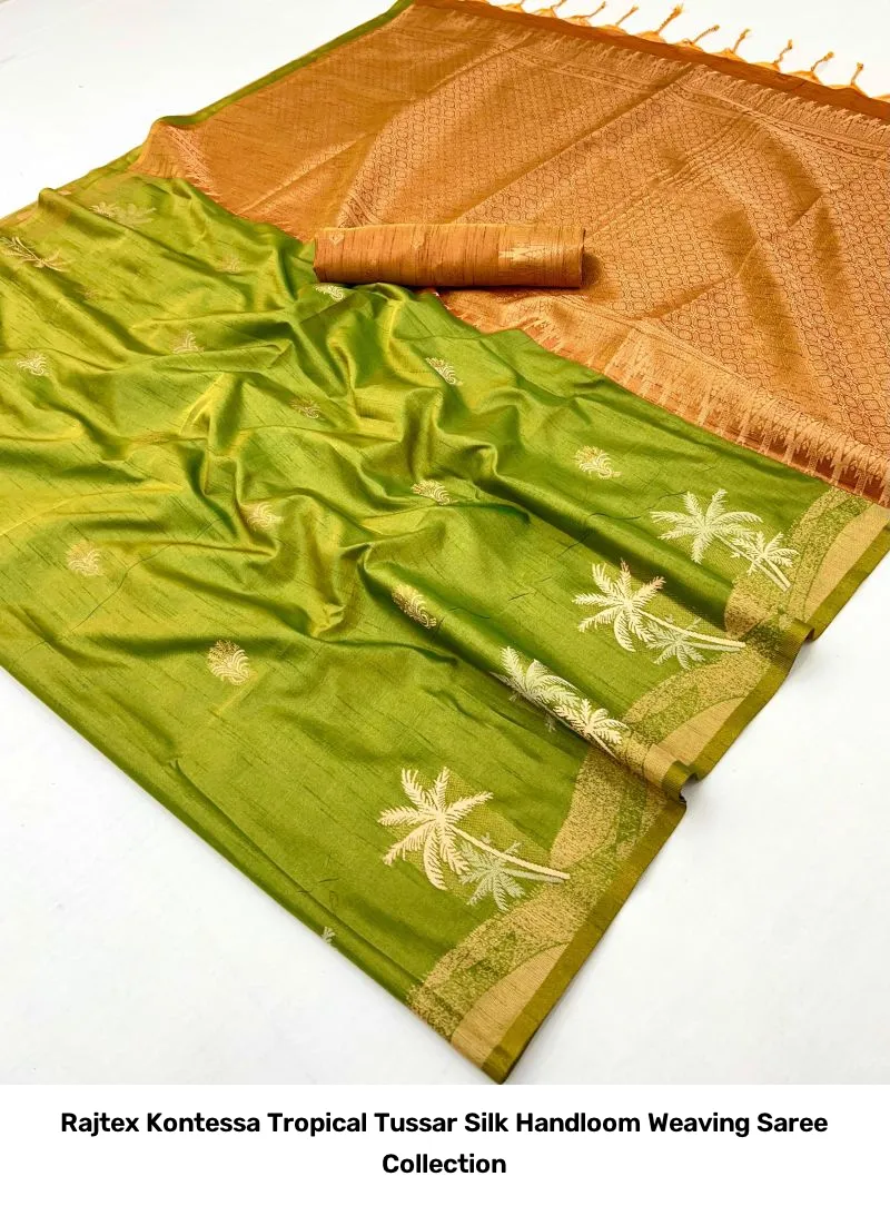 Rajtex Kontessa Tropical Tussar Silk Handloom Weaving Saree Collection - Image 12
