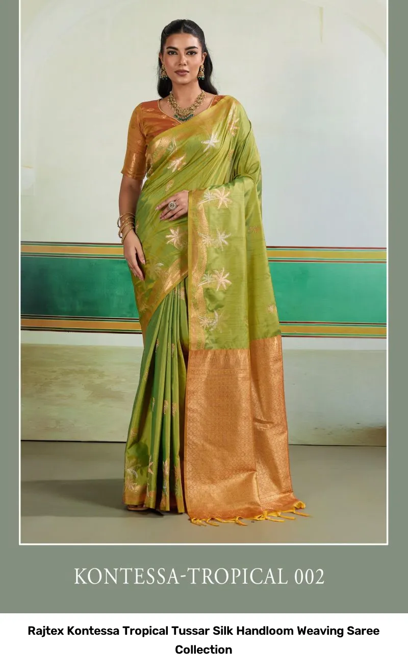 Rajtex Kontessa Tropical Tussar Silk Handloom Weaving Saree Collection - Image 3