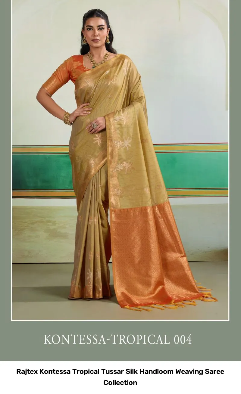 Rajtex Kontessa Tropical Tussar Silk Handloom Weaving Saree Collection - Image 9
