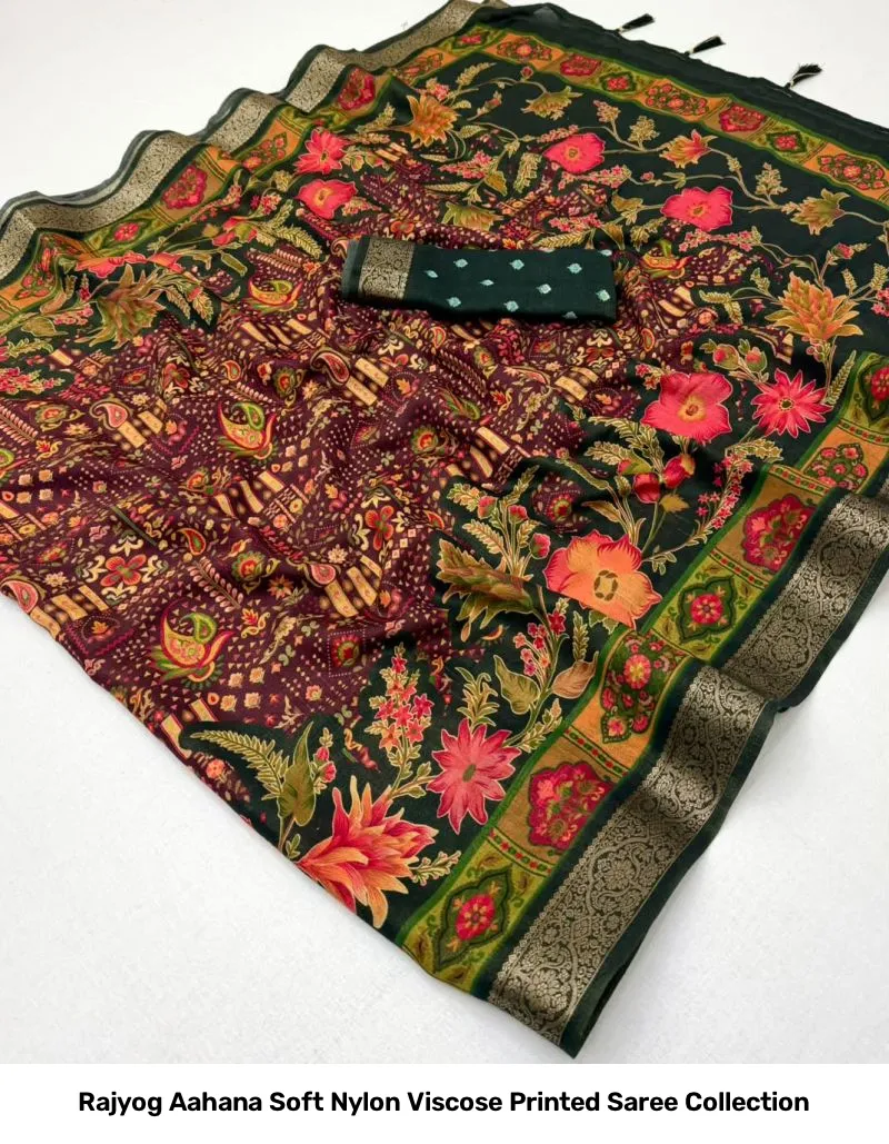 Rajyog Aahana Soft Nylon Viscose Printed Saree Collection