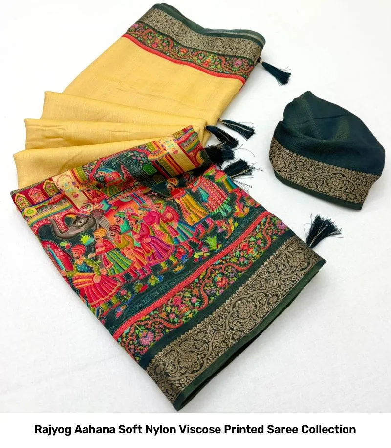 Rajyog Aahana Soft Nylon Viscose Printed Saree Collection - Image 10