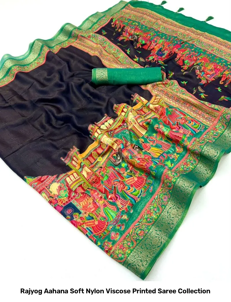 Rajyog Aahana Soft Nylon Viscose Printed Saree Collection - Image 11