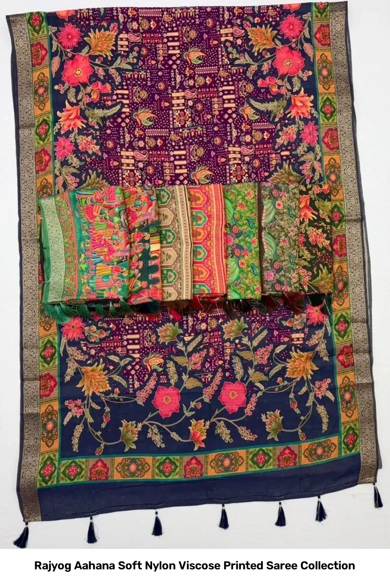 Rajyog Aahana Soft Nylon Viscose Printed Saree Collection - Image 14
