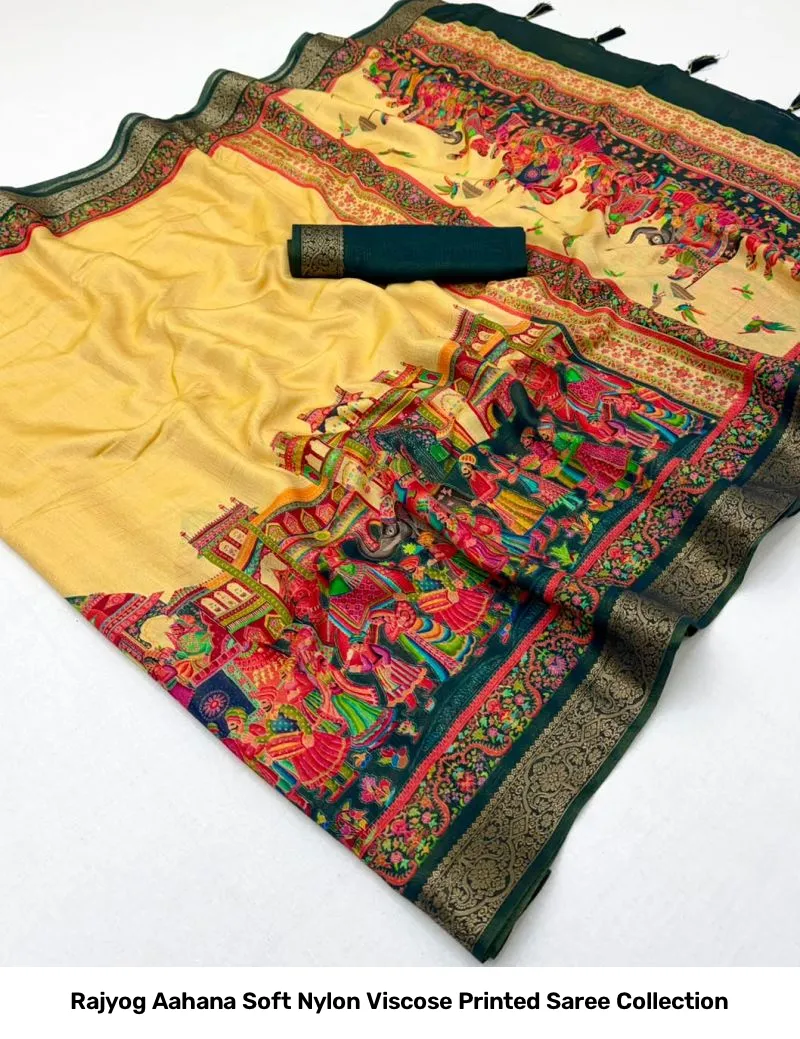 Rajyog Aahana Soft Nylon Viscose Printed Saree Collection - Image 15