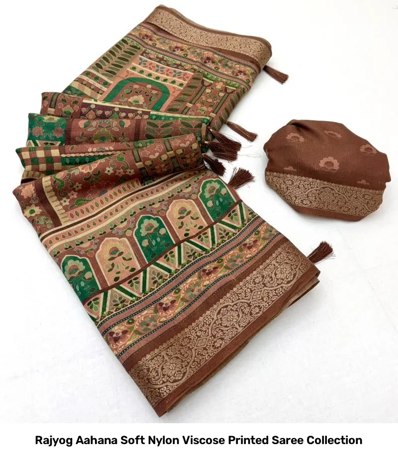 Rajyog Aahana Soft Nylon Viscose Printed Saree Collection - Image 16