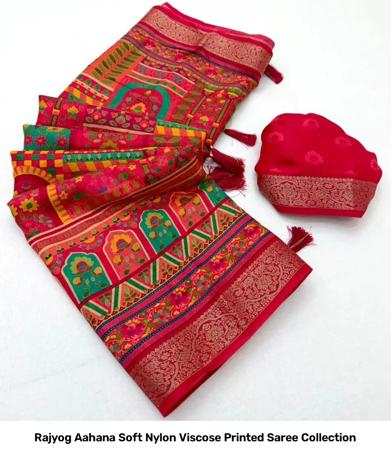 Rajyog Aahana Soft Nylon Viscose Printed Saree Collection - Image 17