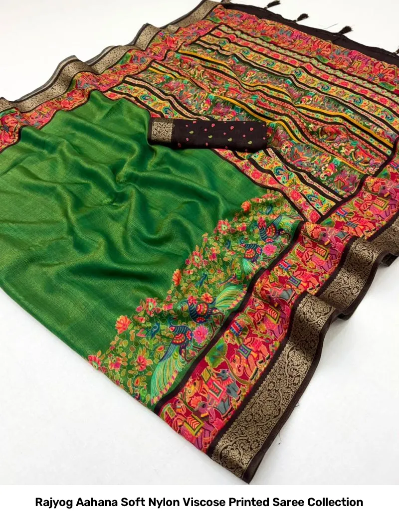 Rajyog Aahana Soft Nylon Viscose Printed Saree Collection - Image 2