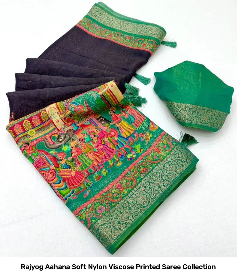 Rajyog Aahana Soft Nylon Viscose Printed Saree Collection - Image 7