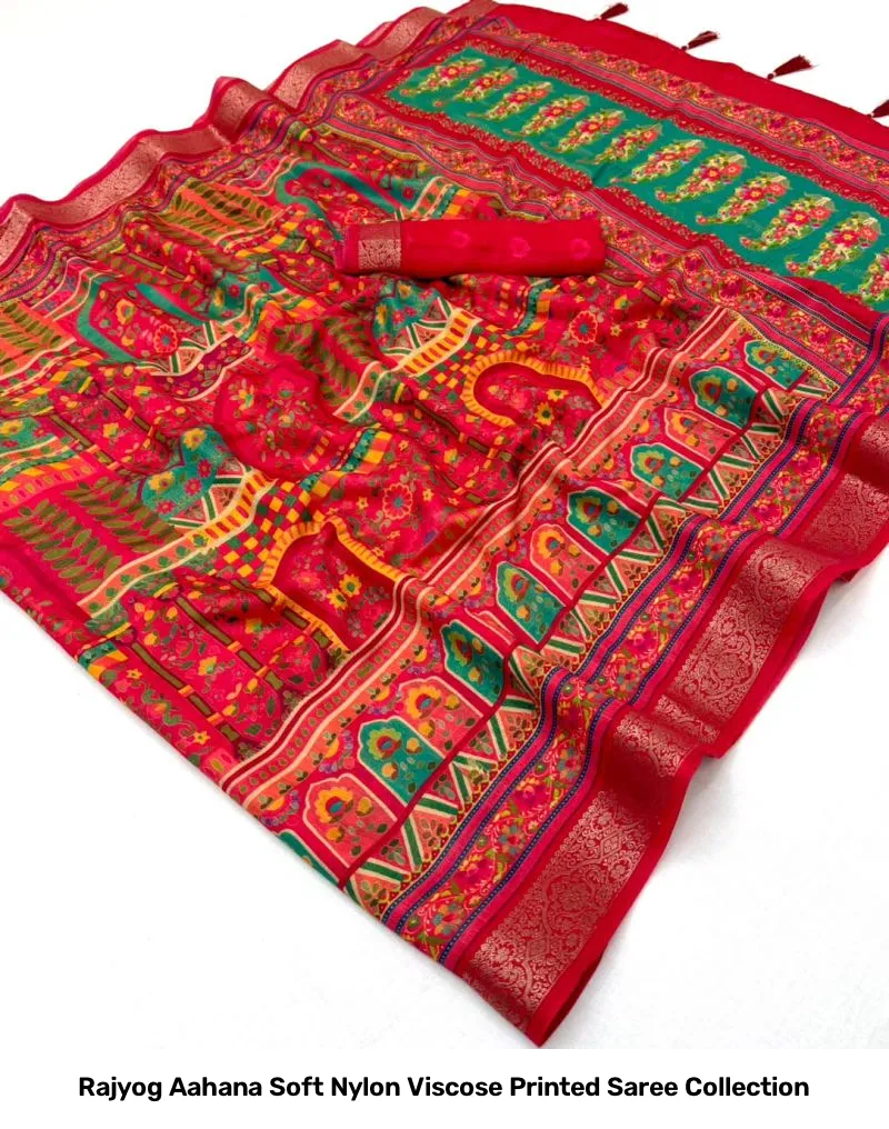 Rajyog Aahana Soft Nylon Viscose Printed Saree Collection - Image 8