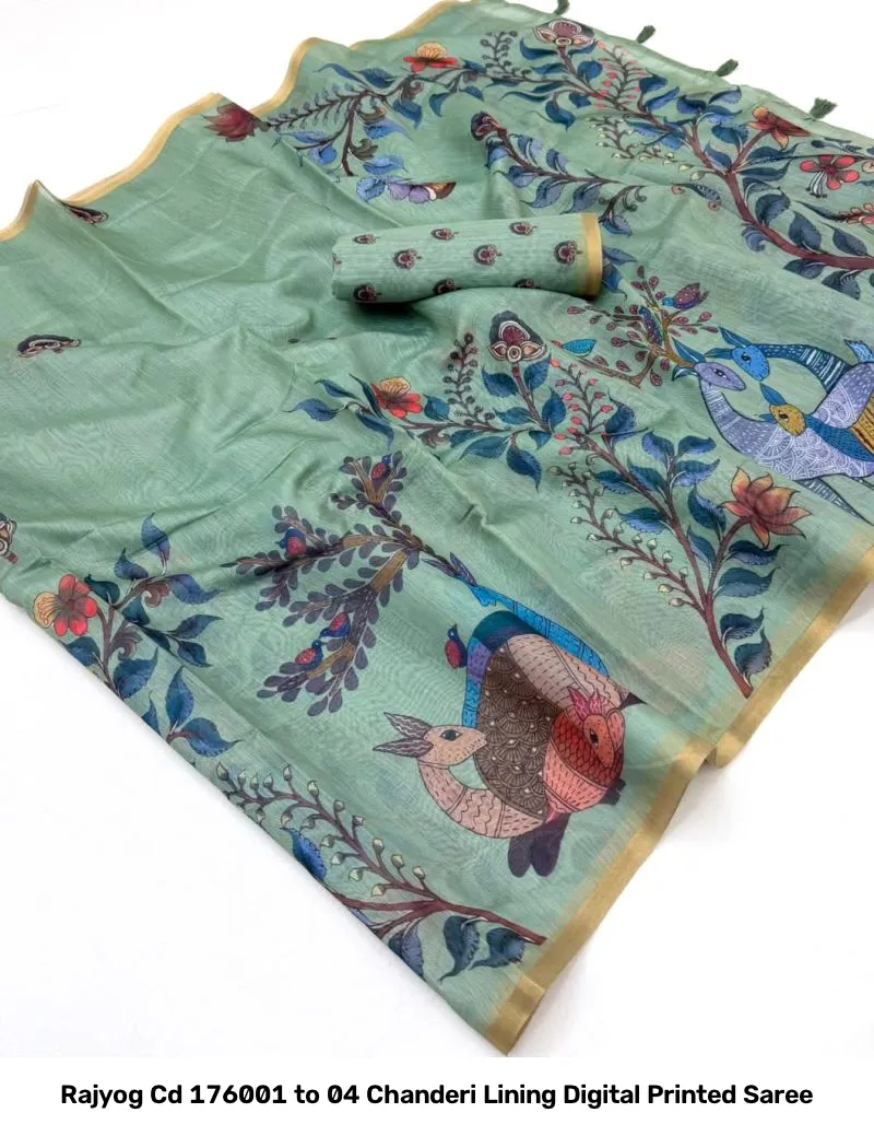 Rajyog Cd 176001 to 04 Chanderi Lining Digital Printed Saree
