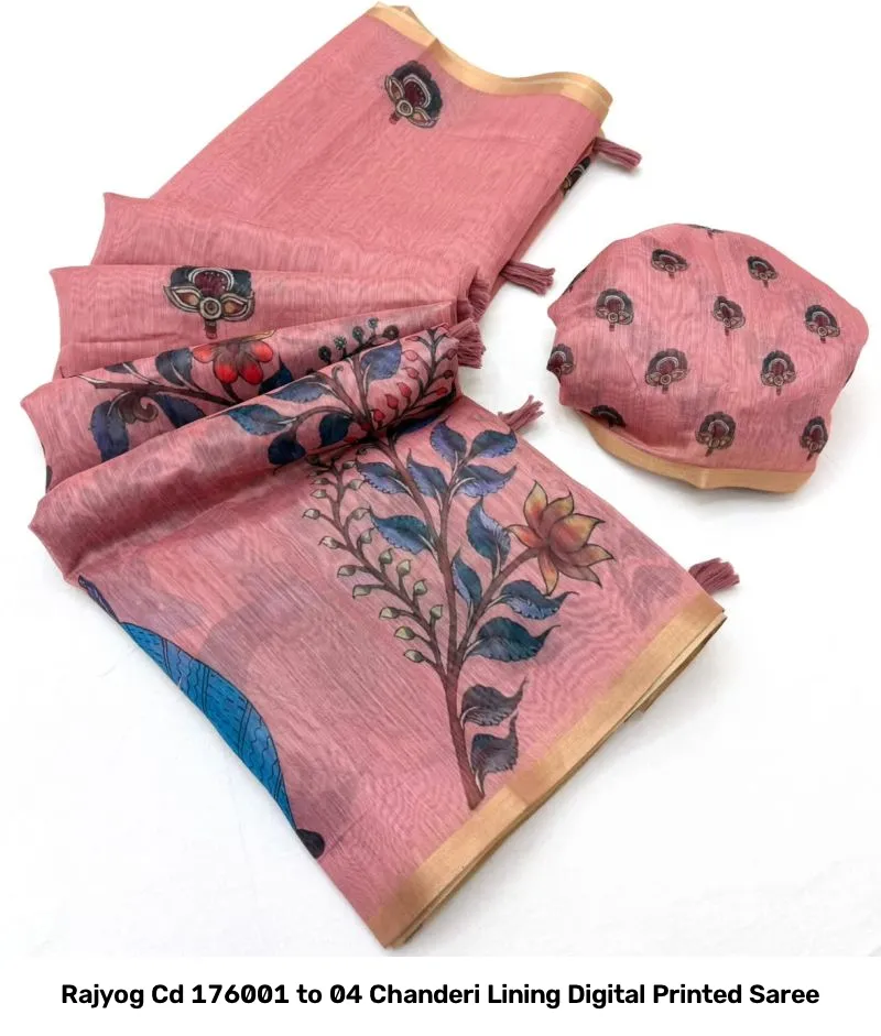 Rajyog Cd 176001 to 04 Chanderi Lining Digital Printed Saree - Image 3