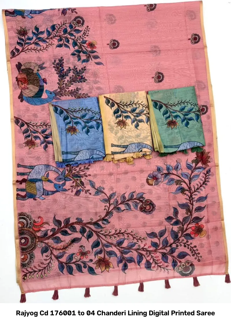 Rajyog Cd 176001 to 04 Chanderi Lining Digital Printed Saree - Image 9