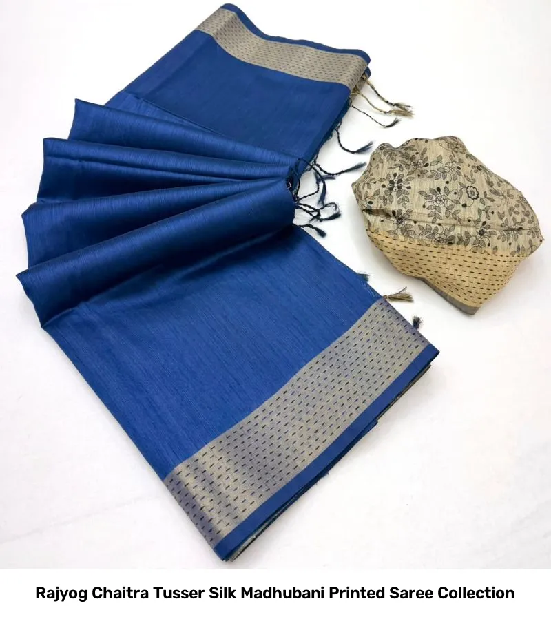 Rajyog Chaitra Tusser Silk Madhubani Printed Saree Collection - Image 10