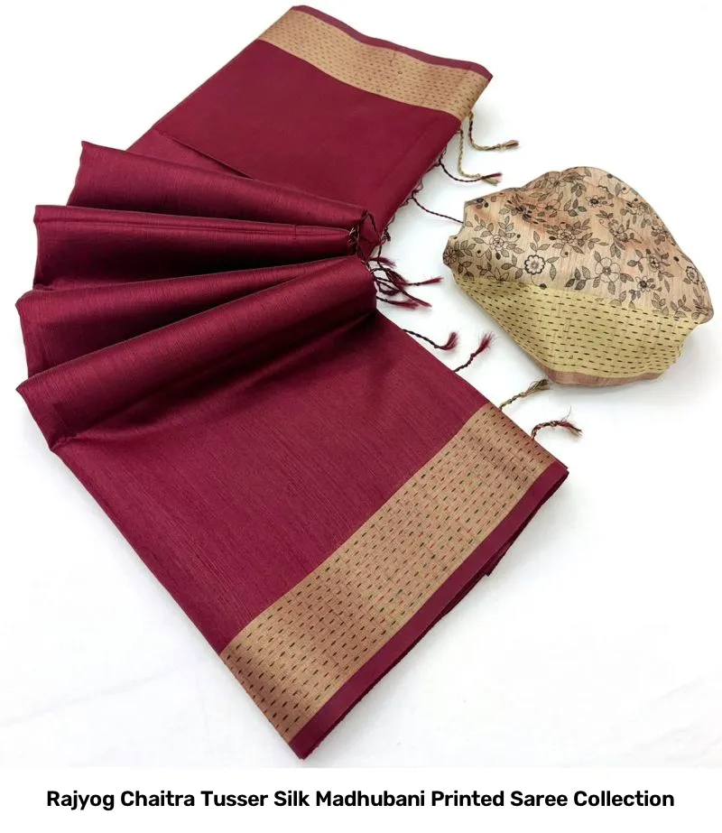 Rajyog Chaitra Tusser Silk Madhubani Printed Saree Collection - Image 11