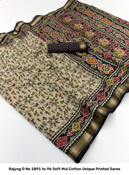 Rajyog D No 1091 to 96 Soft Mul Cotton Unique Printed Saree