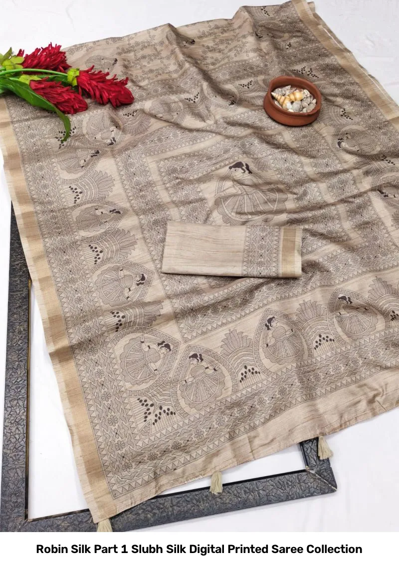 Robin Silk Part 1 Slubh Silk Digital Printed Saree Collection - Image 4
