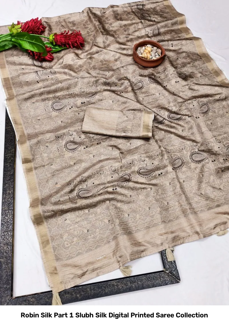 Robin Silk Part 1 Slubh Silk Digital Printed Saree Collection - Image 5