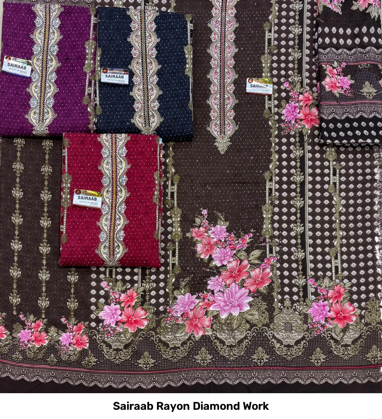 Sairaab Rayon Diamond Work