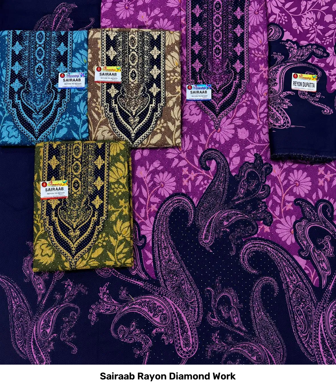 Sairaab Rayon Diamond Work - Image 7