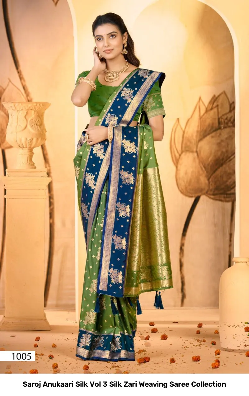 Saroj Anukaari Silk Vol 3 Silk Zari Weaving Saree Collection - Image 2