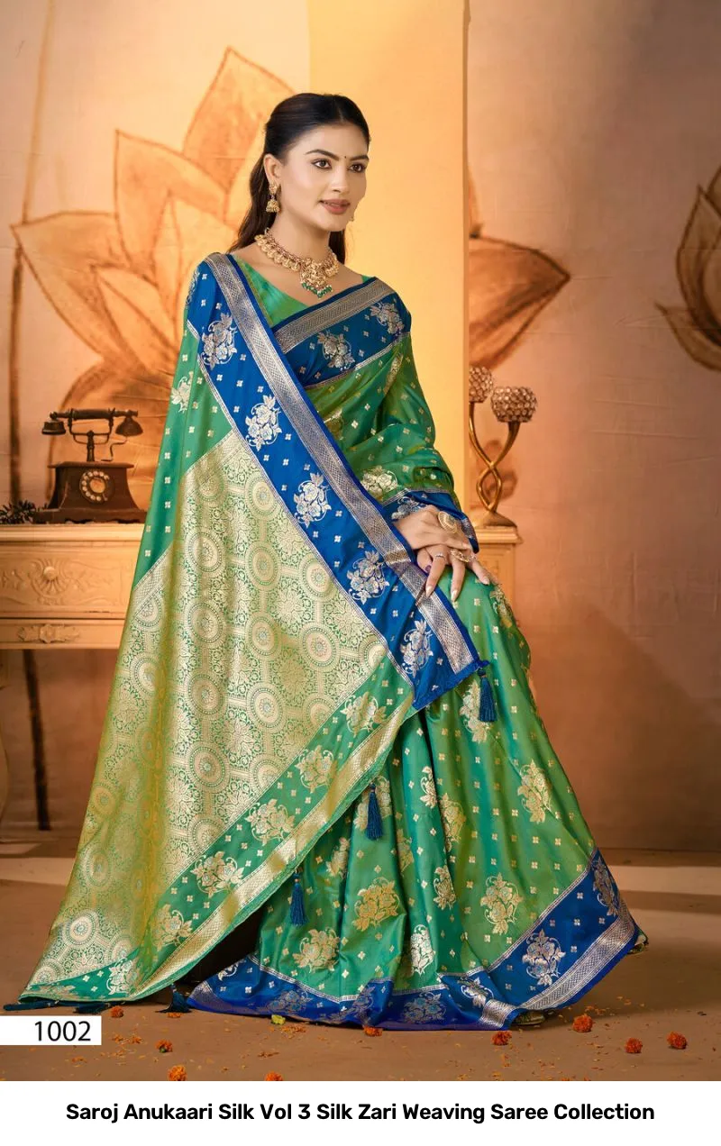 Saroj Anukaari Silk Vol 3 Silk Zari Weaving Saree Collection - Image 3