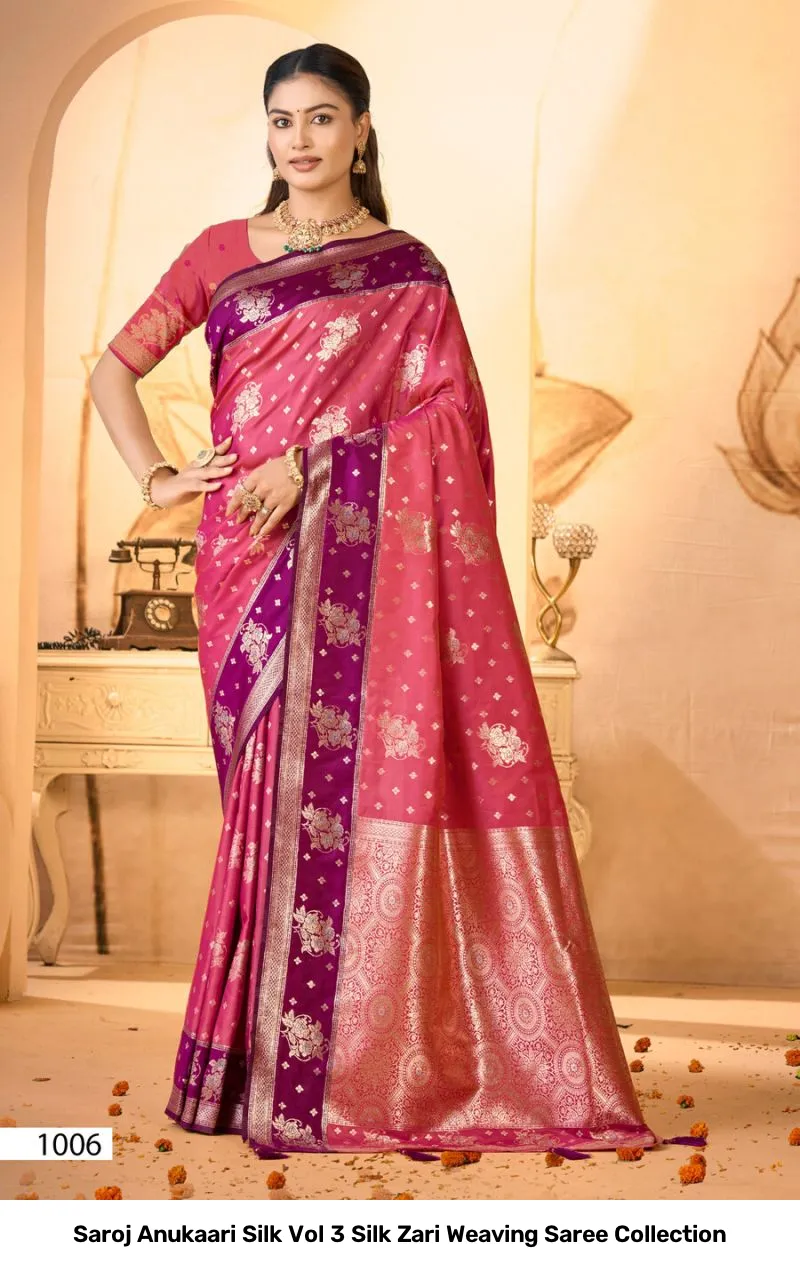 Saroj Anukaari Silk Vol 3 Silk Zari Weaving Saree Collection - Image 5