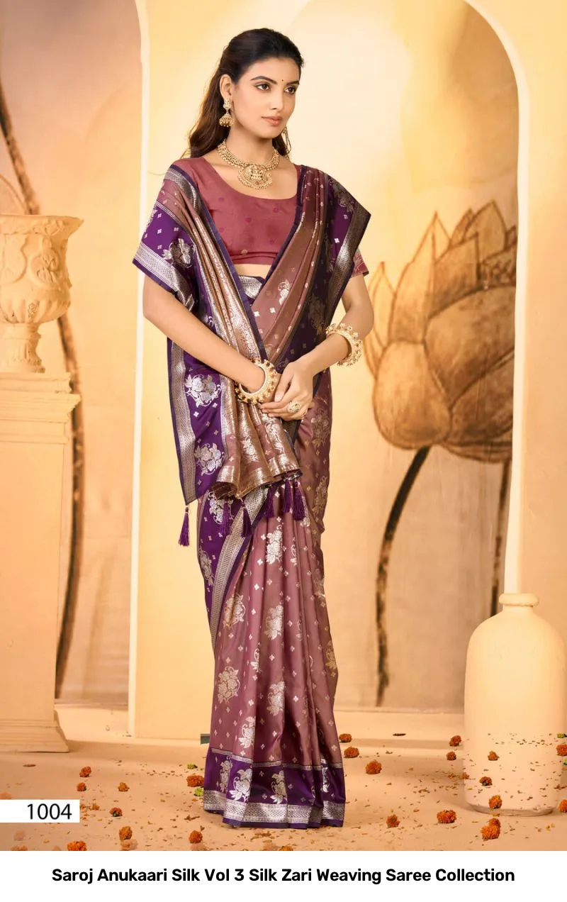 Saroj Anukaari Silk Vol 3 Silk Zari Weaving Saree Collection - Image 6
