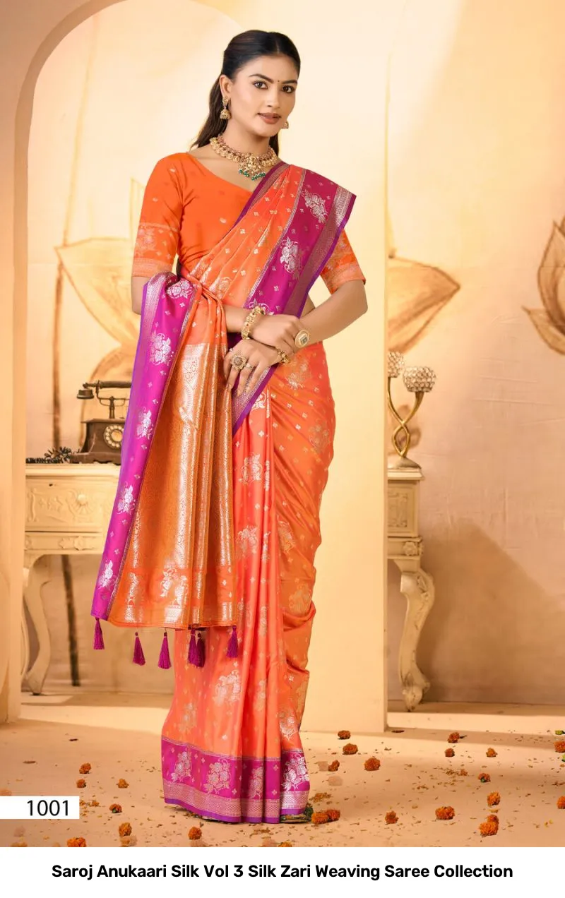 Saroj Anukaari Silk Vol 3 Silk Zari Weaving Saree Collection - Image 7