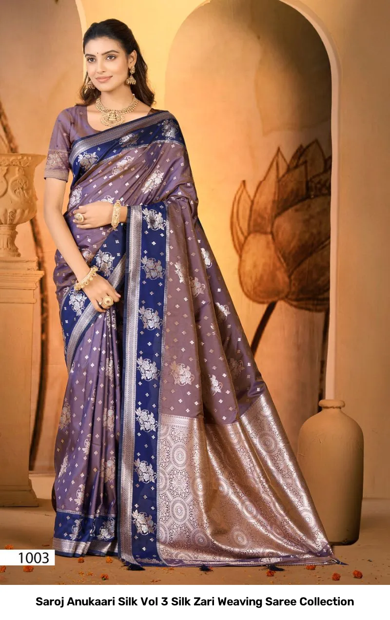 Saroj Anukaari Silk Vol 3 Silk Zari Weaving Saree Collection - Image 8